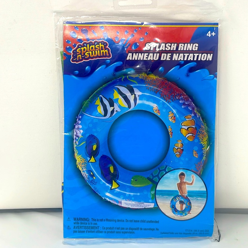 New Splash N Swim Splash Ring Donut Nautical Fish graphic 17.5”